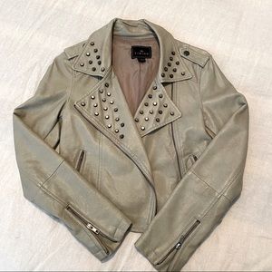 Studded leather moto jacket